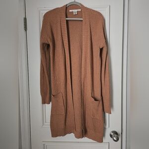 Max Studio Open-Front Knit Cardigan in Camel Tan